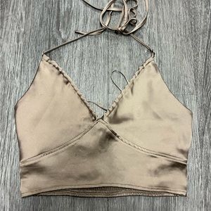 GARAGE SATIN HALTER TOP